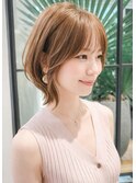 大人可愛い20代30代40代小顔ウルフレイヤーボブ丸みショートボブ