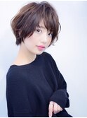 【morio池袋】大人かわいい斜めバング小顔エッジショート#