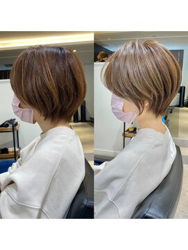 バンプ ギンザ(BUMP GINZA) 30代/40代・シルキーベージュデザインカラー斜めバング【中村】