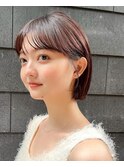 ミニボブイメチェンヘア束感前髪おくれ毛暖色カラー