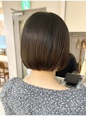 横浜タッセルボブショコラブラウン切りっぱなしボブショートボブ