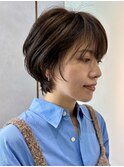 丸みショート・ボブ/丸顔/前髪あり/絶壁解消/３0代/４0代/長め