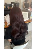 ツヤ感ボルドーカラー  王道ロング