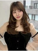 ロングレイヤー　韓国ヘア　くびれヘア　モテ髪　アッシュカラー
