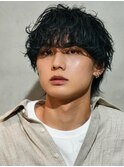 緩めシャドウパーマ微分け波巻きスパイラルパーマセンターパート