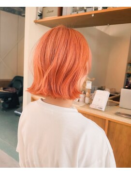 エルム 原宿 表参道(yelm) オレンジベージュ×ボブ/髪質改善/ケアブリーチ/ダブルカラー