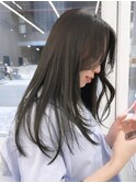 ミディアムロングレイヤーカット顔まわりくびれ韓国ヘア