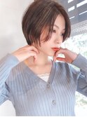 Say.丸みショートショートボブ暗めカラーアッシュブロンド韓国風