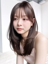 シオン(shion) グレージュロング暗めカラー韓国ヘア顔周りレイヤー_F71127