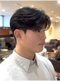 カルマパーマビジネスアップバングショートセンターパートパーマ