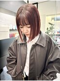 ルーツカラー/グレージュ/レッド/切りっぱなしボブ