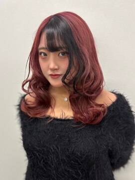 コタン(COTAN) フロントカラー ブラック×カシスピンク.20代〈中路〉