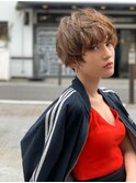 20代30代大人かわいい斜めバングデザインカラーシルキーベージュ