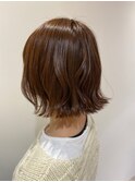 切りっぱなしボブゆるふわウェーブ巻き透明感艶カラー20代30代