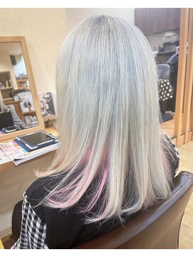 ヘアーコレット(hair Colet) ホワイトインナーパステルピンク