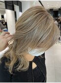 たっぷりハイライトで白髪ぼかし ベージュ系 40代50代60代