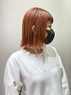 マイル 渋谷(mile) 切りっぱなしボブ×オレンジカラー
