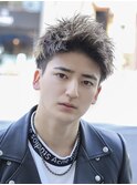 ソフトツイストパーマ刈り上げショートツーブロックモヒカン