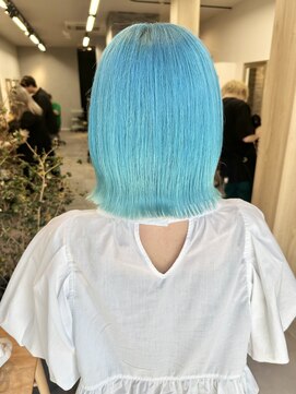 サンド 表参道(sand) 水色ダブルカラーブリーチ表参道