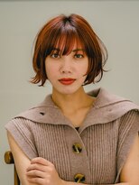 ベンジー 小倉店(benji)&nbsp;オレンジヘアで無造作に動かすボブ