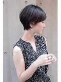 地毛風カラー黒髪切りっぱなしボブ/小顔ショートボブ/大宮