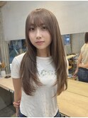 ★ハイトーンカラー韓国ヘア顔周りレイヤーカットピンクベージュ