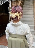 ゆるふわまとめ髪 水引き 卒業式　袴着付け ヘアセット 横浜★