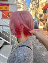 アソビセカンド 原宿(ASOBI 2nd)&nbsp;ダブルカラー/黒髪/ボブルフ/ネビージュ/原宿/前髪/ピンクカラー