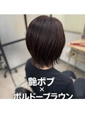 ボルドーカラー/ブラウンカラー/ショート/ボブ/