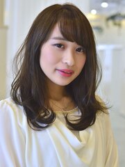 小顔ダブルバング★大人可愛いセミディ