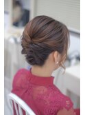 ショート、ミディアムヘアさんのアップスタイル