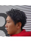 インディゴブルー ツーブロックショート