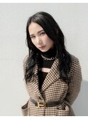 韓国風　シークレットハイライト　波巻きヘア　グレイアッシュ