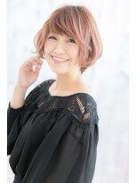 大人ガーリーミルクティーピンク★Aラインふわふわボブa1