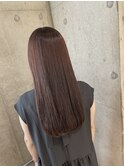 大人可愛いストレートロング　くすみピンク　おおたかの森
