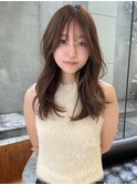 ウェーブ　ナチュラルくびれヘア　透け感バング　くびれ巻き