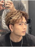 フェザーパーマ/海外風パーマ/ハイライトメッシュ