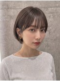 小顔見え丸みショートボブ×透明感グレージュ