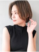 小顔カットハイライトカラーオリーブカラーセミウェットウェーブ