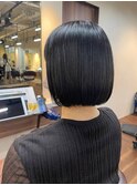 頭の形が綺麗に見える☆黒髪丸みミニボブ30代40代50代