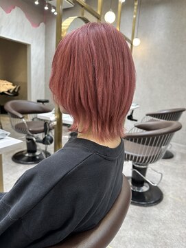 ロンド レア 天神大名店(Lond Le’a) ピンクカラーダブルカラーハイトーン髪質改善ウルフカット韓国