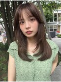 レイヤーカット/ミディアムヘア/ショコラブラウン/内巻き