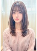 ディアムレイヤーカットストレートロングウルフカットベージュ