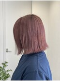 ボブ×ピンクベージュ
