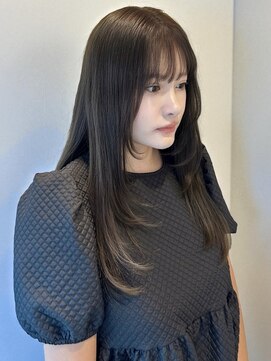 シエル バイ ケンジ 登戸 生田(CIEL by KENJE) ロング韓国風レイヤー顔周りカット透明感カラーオリーブアッシュ