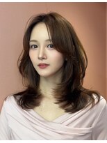 コート 青山(Cote) 美髪ミディアムレイヤーロングレイヤーブラウンカラーワンカール