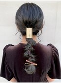 ヘアセット あみおろし 紐アレンジ