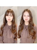 前髪エクステ20代30代大人女子　ココアブラウン　韓国人風透け感