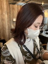 アルム(hair salon Alum) 外ハネボブミディ　透明感ピンクグレー　大人ピンク