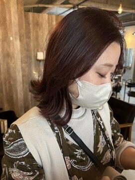 アルム(hair salon Alum) 外ハネボブミディ 透明感ピンクグレー 大人ピンク